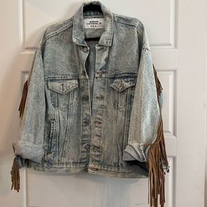 Vintage Rare Jensen Smith Denim & Leather Fringe Western Jacket Coat